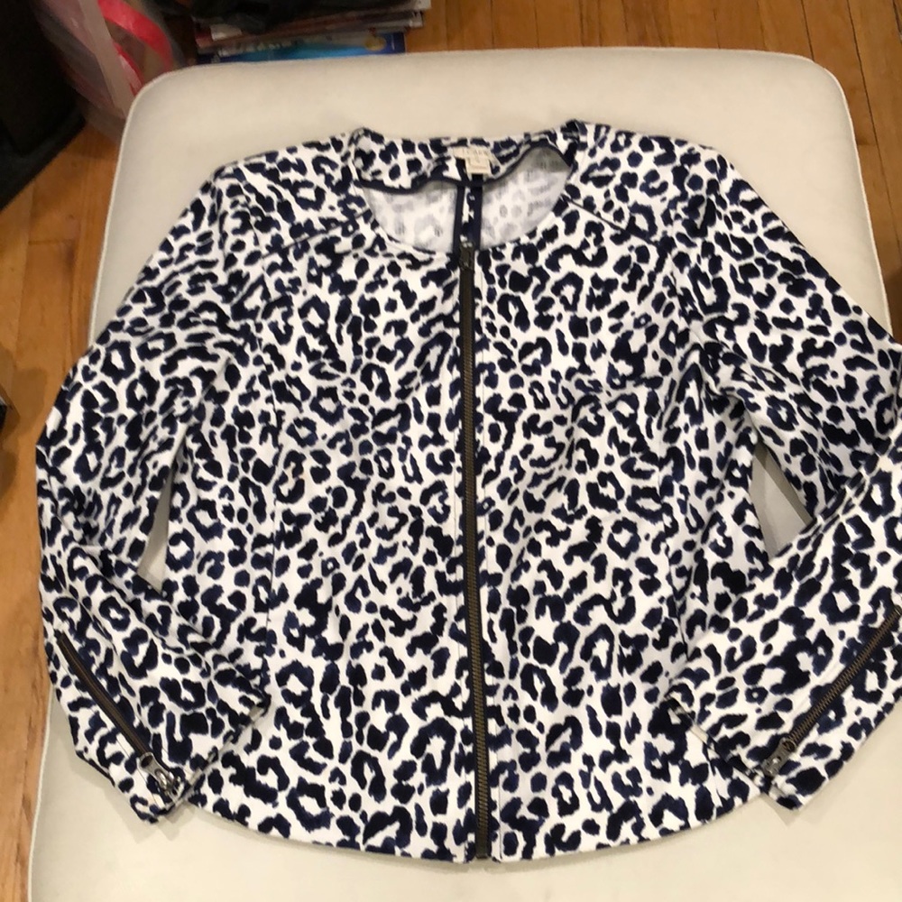 J. Crew leopard print zip front jacket - Picture 1 of 8